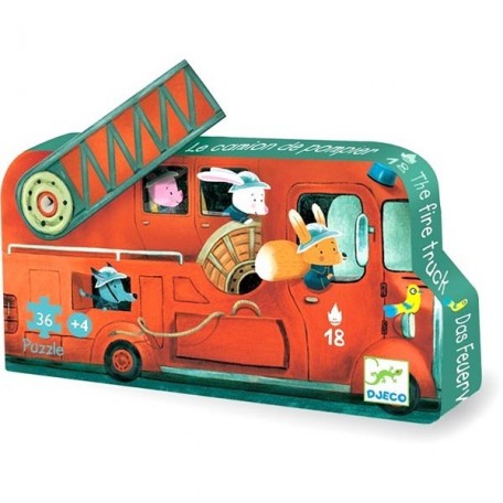 Puzzle Silhouette Le Camion de Pompiers 16 morceaux - Djeco Djeco