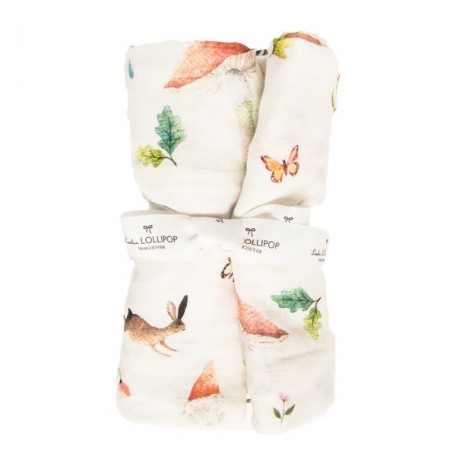 Bamboo Muslin Swaddle Woodland Gnome - Loulou Lollipop