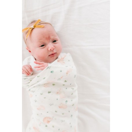 Bamboo Muslin Swaddle Bunny Meadow - Loulou Lollipop