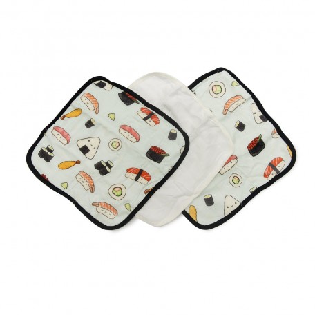 Set of 3 Sushi Deluxe Bamboo Muslin Washcloth - Loulou Lollipop