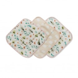 Set of 3 Cactus Floral Deluxe Bamboo Muslin Washcloth - Loulou Lollipop