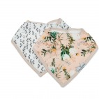 Set of 2 Blushing Protea Bamboo Muslin Bandana Bibs - Loulou Lollipop