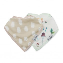 Set of 2 Woodland Gnome Bamboo Muslin Bandana Bibs - Loulou Lollipop