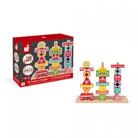 I Wood Edutotem Stackable pieces - Janod - 52 pcs