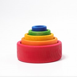 Multi-colour Wooden Stacking Bowls - Grimm's