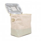 Raw Linen Insulated Lunch Poche Cement Colour Bloc - SoYoung