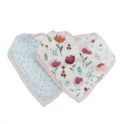 Set of 2 Rosey Bloom Bamboo Muslin Bandana Bibs - Loulou Lollipop