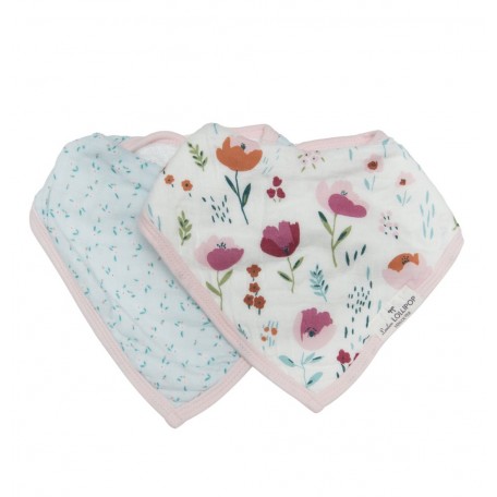 2 bavoirs en mousseline de bambou Rosey Bloom - Loulou Lollipop