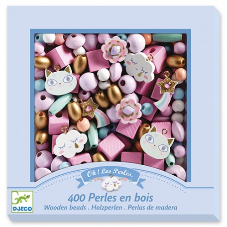 450 Wooden Beads, Flowers and Foliage - Djeco