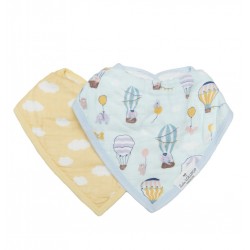 Set of 2 Blushing Protea Bamboo Muslin Bandana Bibs - Loulou Lollipop