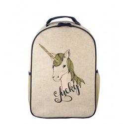 Raw Linen Grade School Backpack - So Young - Bunny Tile
