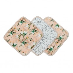 Set of 3 Wild Rose Deluxe Bamboo Muslin Washcloth - Loulou Lollipop