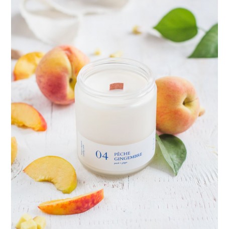 Ginger and Peach Crackling Soy Wax Candle 4Oz - Flambette