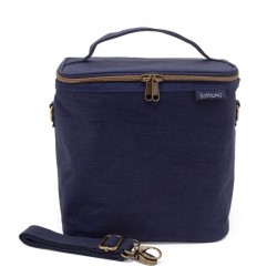 Large Linen Insulated Lunch Bag Navy - SoYoung