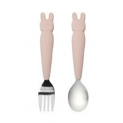 Fork and Spoon Feeding Set for Toddlers - Bunny - Louloulollipop