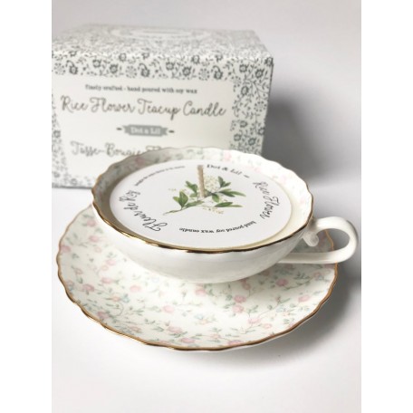 Rice Flower Teacup Candle - Dot & Lil