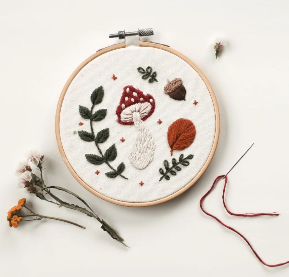 Mushroom embroidery on sale