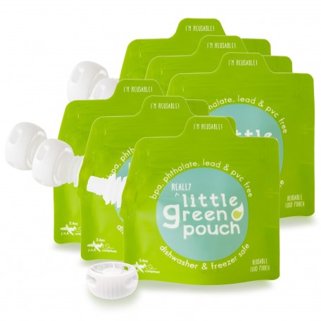 Kit of 6 reusable food pouches 3,4 oz - Little Green Pouch - Pack of 6 pouches