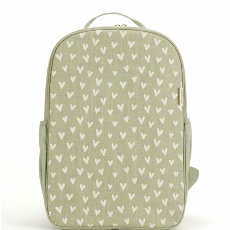 Sac à dos en lin brut Enfant little hearts sage - SoYoung SoYoung