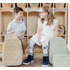 Raw Linen Grade School Backpack little hearts sage - So Young