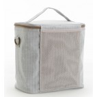 Large Linen Insulated Lunch Bag Pinstripe heather grey- SoYoung