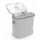 Large Linen Insulated Lunch Bag Pinstripe heather grey- SoYoung