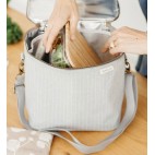 Grand sac à lunch isotherme en lin brut Pinstripe heather grey - SoYoung SoYoung