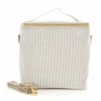 Grand sac à lunch isotherme en lin brut sand and stone beach stripe- SoYoung SoYoung