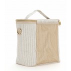 Grand sac à lunch isotherme en lin brut sand and stone beach stripe- SoYoung SoYoung