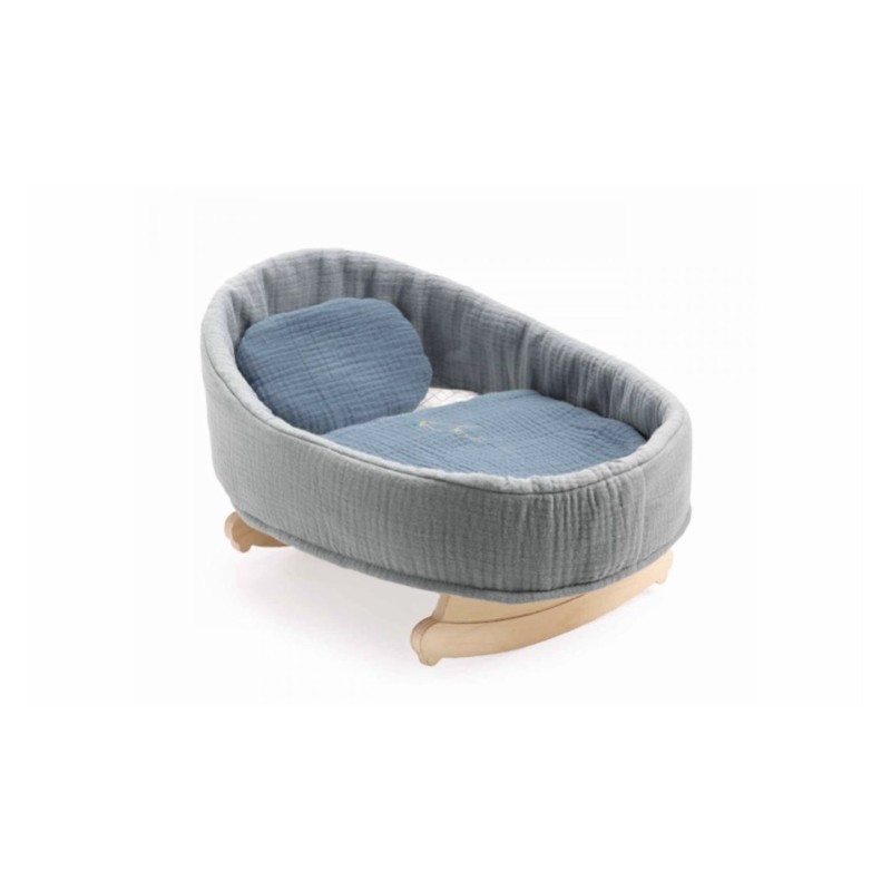 Berceau en bois Blue Night accessoire pour poupée POMEA de Djeco 7862