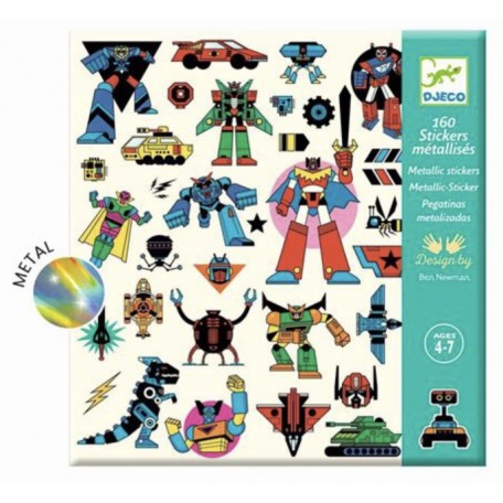 160 metallic robot stickers - Djeco