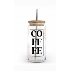 Verre décoré COFFEE avec paille 20oz / 59 cl