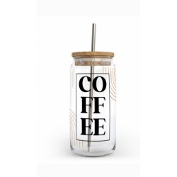 Verre décoré COFFEE avec paille 20oz / 59 cl