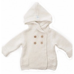 Ivory Crochet Knit Hoodie 6-12 months - Beba Bean