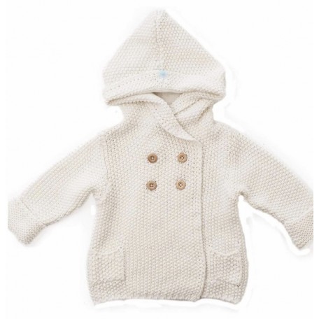 Ivory Crochet Knit Hoodie 6-12 months - Beba Bean