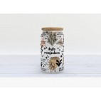 Positivity Decorated glass with lid and straw 18oz / 53 cl