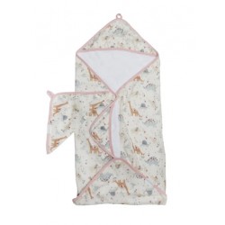 Ensemble serviette & gant bambou coton Baby dinomites - Loulou Lollipop