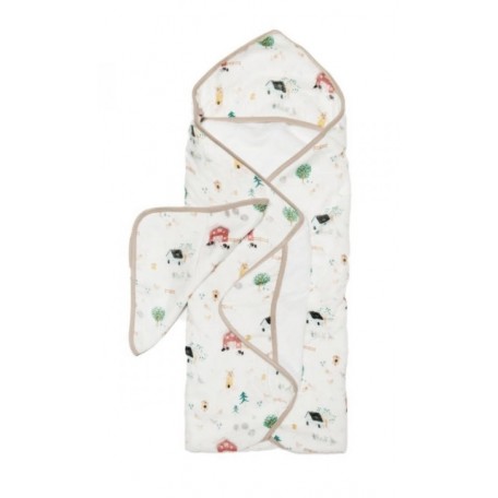 Ensemble serviette & gant bambou coton Farm animals - Loulou Lollipop