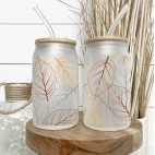 Glass with straw and lid Autumn Libbey glass 16oz / 45 cl