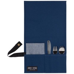 Brown roll-up placemat with utensils - Now Design