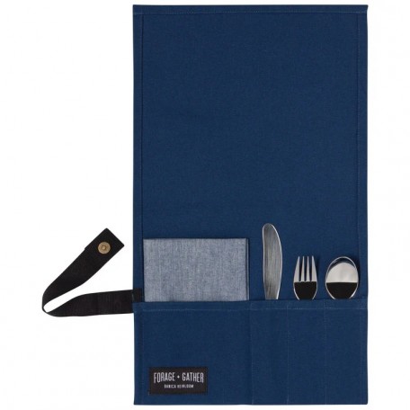 Brown roll-up placemat with utensils - Now Design